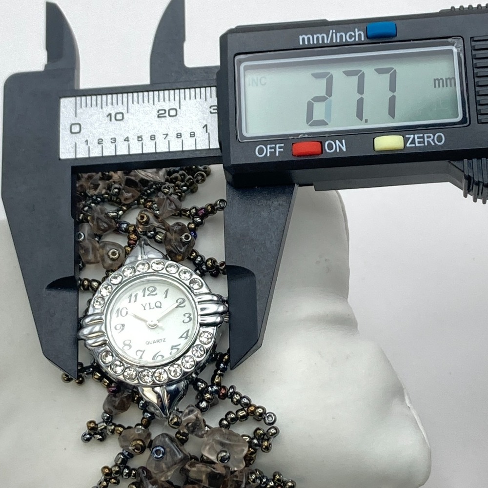 Artisan Womens Watch Beaded Gemstone Silver Tone Crystals New Battery 7.25" - Picture 9 of 16